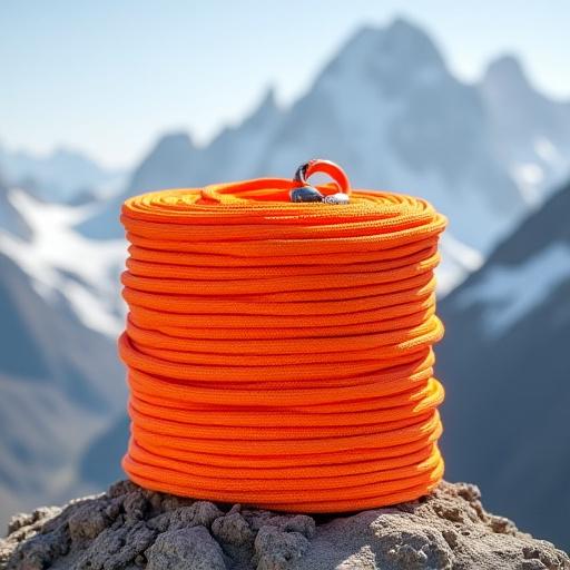 Alpinseil '8.9 Dry' in leuchtendem Orange, aufgerollt